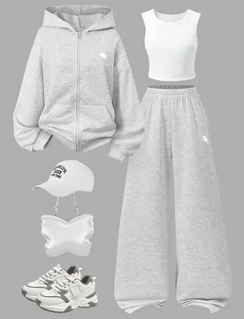 Conjunto de 3 piezas de ropa casual para adolescentes, que incluye sudadera con capucha y cremallera con estampado de caballo, top blanco de tirantes - Shein - FashionsVida