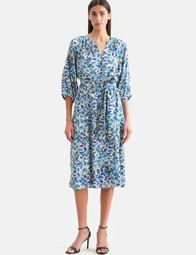Satiniertes Tunikakleid mit Taillengürtel Türkis 40 - Seidensticker - FashionsVida
