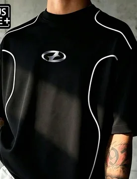 Camiseta deportiva de manga corta con estampado geométrico y ajuste holgado para hombre talla grande - Shein - FashionsVida