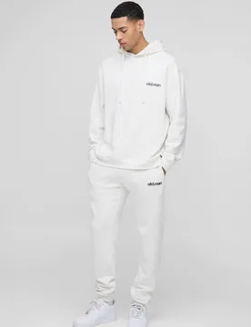Herren Oversized Ofcl Herren Kapuzen-Trainingsanzug Ecru Größe Medium - boohooMAN - FashionsVida
