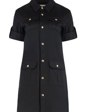 Chic Cotton Shirtdress with Gold-tone Buttons