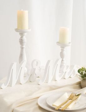 Decorazione nuziale da appoggio Mr & Mrs - bianco