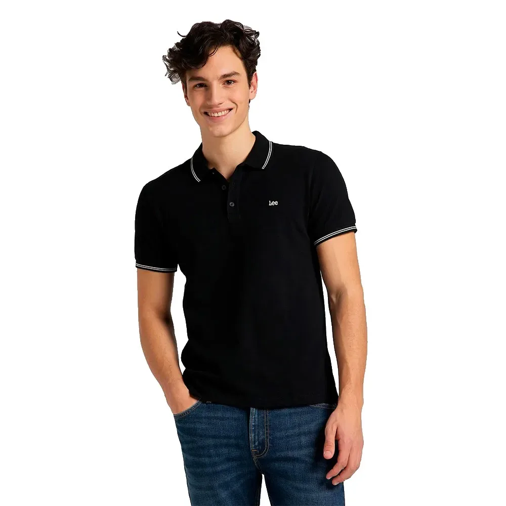 Polo à Manches Courtes Pique Black S - Lee - FashionsVida