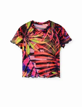 T-shirt court tropical tulle BLACK S female - Desigual - FashionsVida