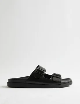 Leather 2 Strap Sandals Black male - Autograph - FashionsVida