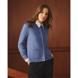 Chaqueta de punto de mujer con manga larga y cuello caja