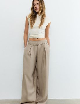 Bundfaltenhose mit Lyocell-Kette Braun 42