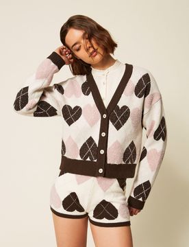 Cardigan jacquard avec caurs