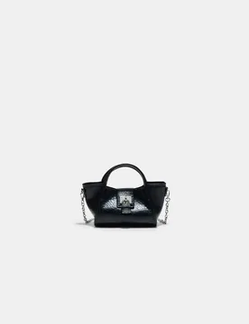 Mini-Umhängetasche mit Schloss-Detail Schwarz OS - Stradivarius - FashionsVida