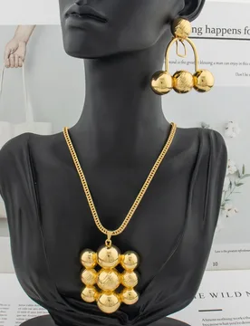 Fashion Women Gold Color Earrings Necklace Bracelet Ring Dubai Jewelry Set African Elegant Bride Christmas Valentine Party Gift - Aliexpress - FashionsVida