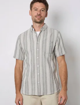 Men's Light Blue Textured Stripes Short Sleeve Button Down Shirt Size: XL - Light Blue - Size: XL - Debenhams - FashionsVida