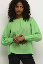 Women's KAroca Long Sleeve Swiss Dot Blouse in Lime Size: 12 - Lime - Size: 12