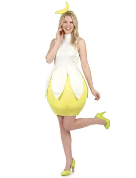 Bananenkostüm Obst Damenkostüm weiss-gelb - KARNEVAL-MEGASTORE - FashionsVida