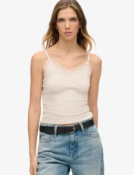 Superdry Damen Athletic Essential Lace Trim Cami Top Creme - Größe: 14-16 - 24.99 - FashionsVida