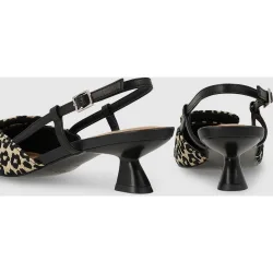 Zapatos de salón destalonados de mujer en piel efecto animal print