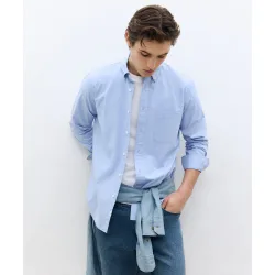 Camisa de sport algodón fil a fil lisa classic fit