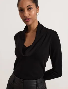 Women's Lottie Cowl Neck Jumper in True Black Size: Medium - True Black - Size: M - Phase Eight - FashionsVida