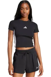 Essentials 3 stripes slim camiseta manga corta mujer Negro (XL)