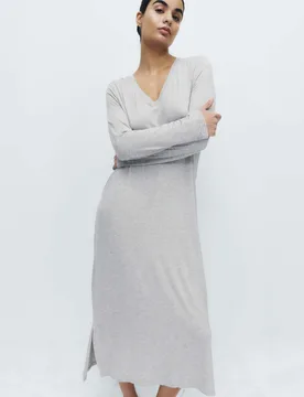 Lace Trim Nightdress Grey female - M&S - FashionsVida