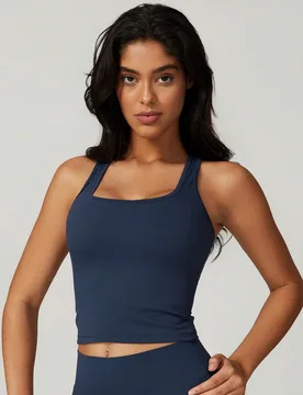 Top con forma de copa para yoga para mujer, top deportivo, top de activewear de alta elasticidad, top casual y para ir al trabajo - Shein - FashionsVida