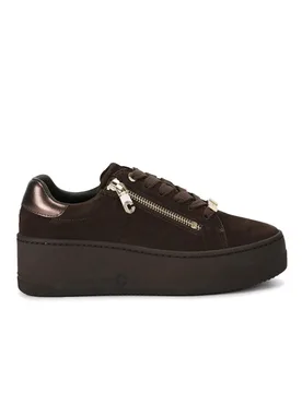 Women's 'Connected Zip' Suede Trainers in Dark Brown Size: 4 - Dark Brown - Size: 4 - Carvela - FashionsVida