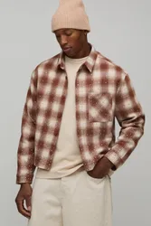 Herren Kastenförmiges Kurzes Strass-Shirt Mit Streumuster Brown Größe Medium