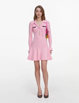 Button-Down Front Dress with Contrast Trims - Size S