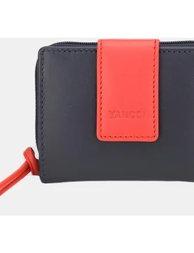 Monedero pequeño de mujer en piel y coral con tirador en forma de nudos - Yancci - FashionsVida