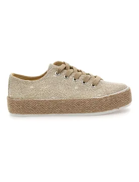 Sneakers beige in crochet con suola in corda E127 38 - Energy - FashionsVida