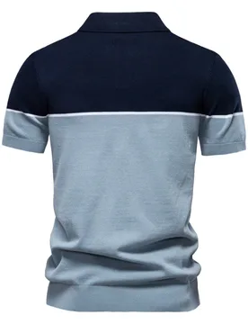 Summer new men's short-sleeved knitwearPOLOColor Block Turn-Down Collar Casual ShirtPOLOMale - Aliexpress - FashionsVida