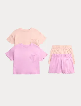 Pack Graphic Short Pyjama Sets (1-8 Yrs) Pink Mix female - M&S - FashionsVida