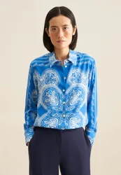 Hemdbluse Tuchprint Blau 36