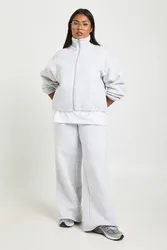 Womens Plus Adjustable Toggle Wide Leg Jogger - Grey Cotton - Size 16 Uk