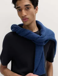 Cotton Rich Textured Knitted T-Shirt Navy male