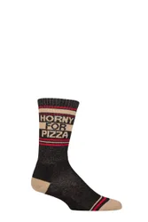 Pair Horny for Pizza Cotton Socks Multi One Size - Black - Size: One Size