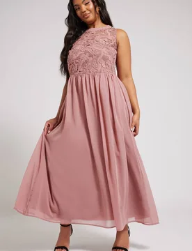Chiffon Maxi Dress - Light Pink - Size: 16 - Yours - FashionsVida