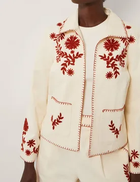 Women's Emilia Floral Embroidered Jacket Ivory Size: XL - Ivory - Size: XL - Monsoon - FashionsVida