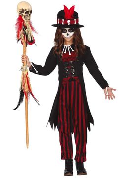 Voodoo-Kostüm für Mädchen Halloweenkostüm schwarz-rot - female