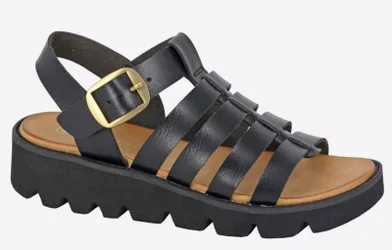 Azia Wedge Sandal Womens - Black - Size Uk 8