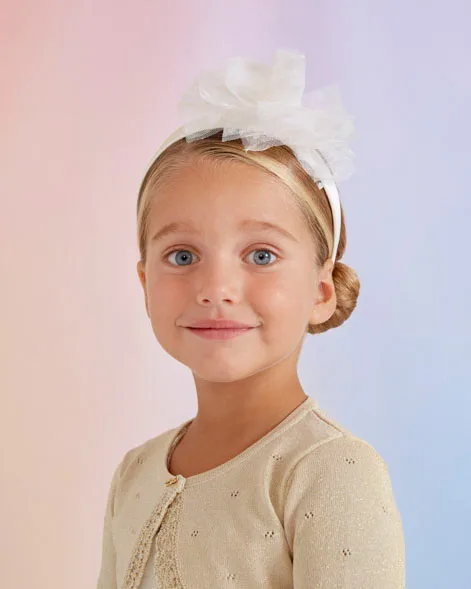 Cerchiello bianco con fiore in tulle - Abel & Lula - FashionsVida