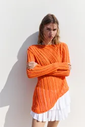 Orange Open Knit Jumper (Size: )