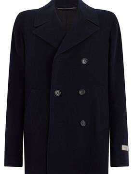 Double-Breasted Wool Jacket with Lapel Collar