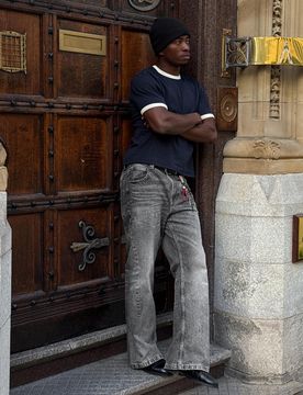 Jean Baggy Flare Homme 40 Gris Foncé