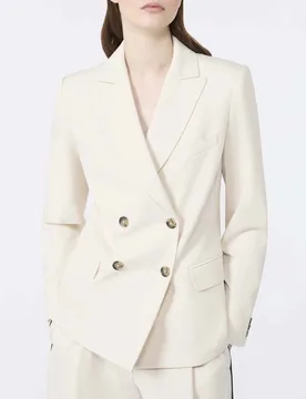 Blazer doppiopetto Weekend panna in jersey a punto Milano con rever a lancia - Max Mara - FashionsVida