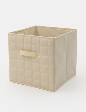 Scatola portaoggetti pieghevole con frontale trapuntato - beige