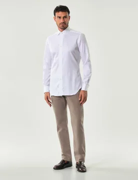 Camicia bianca in twill di puro cotone tailor-fit - Xacus - FashionsVida