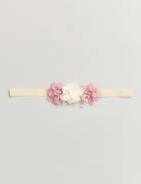 Fascetta avorio con fiori bicolore e decorazioni - Siena - FashionsVida