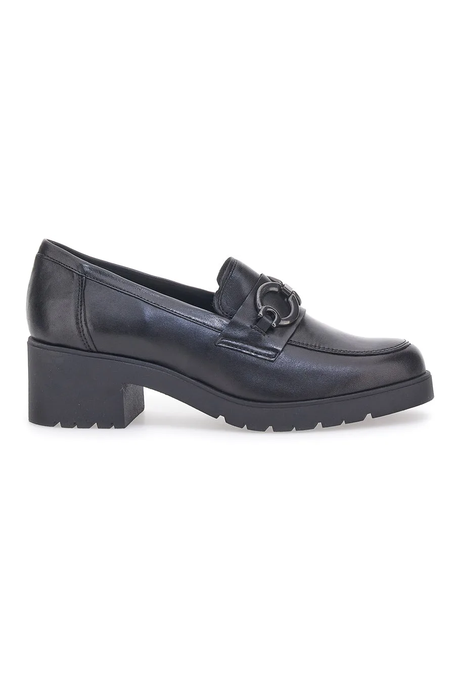 Mocassino Nero con Tacco 85145 38 - PITTARELLO GLAM - FashionsVida
