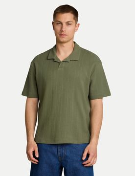 Poloshirt in Waffel-Optik Grün L