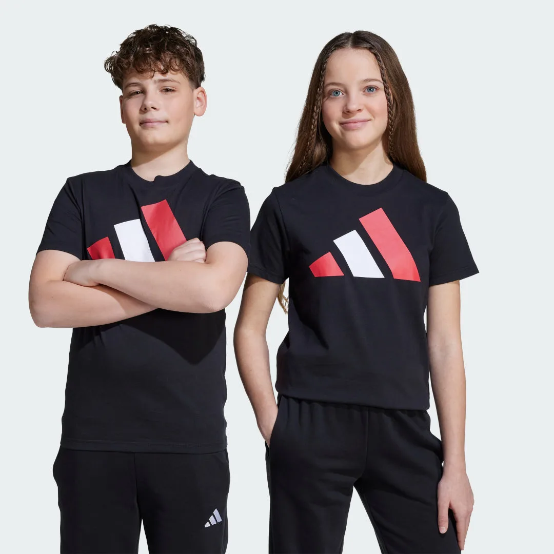 T-shirt Essentials Junior 11-12A Black / Pure Ruby / White - Adidas - FashionsVida